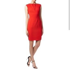 Reiss Simonetta Darted Shift Dress in Red Size 10